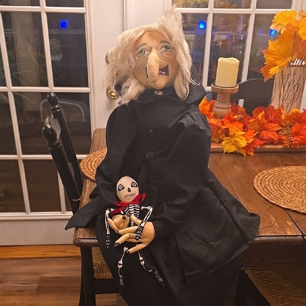 Spooky Witch and Skeleton Duo - Black